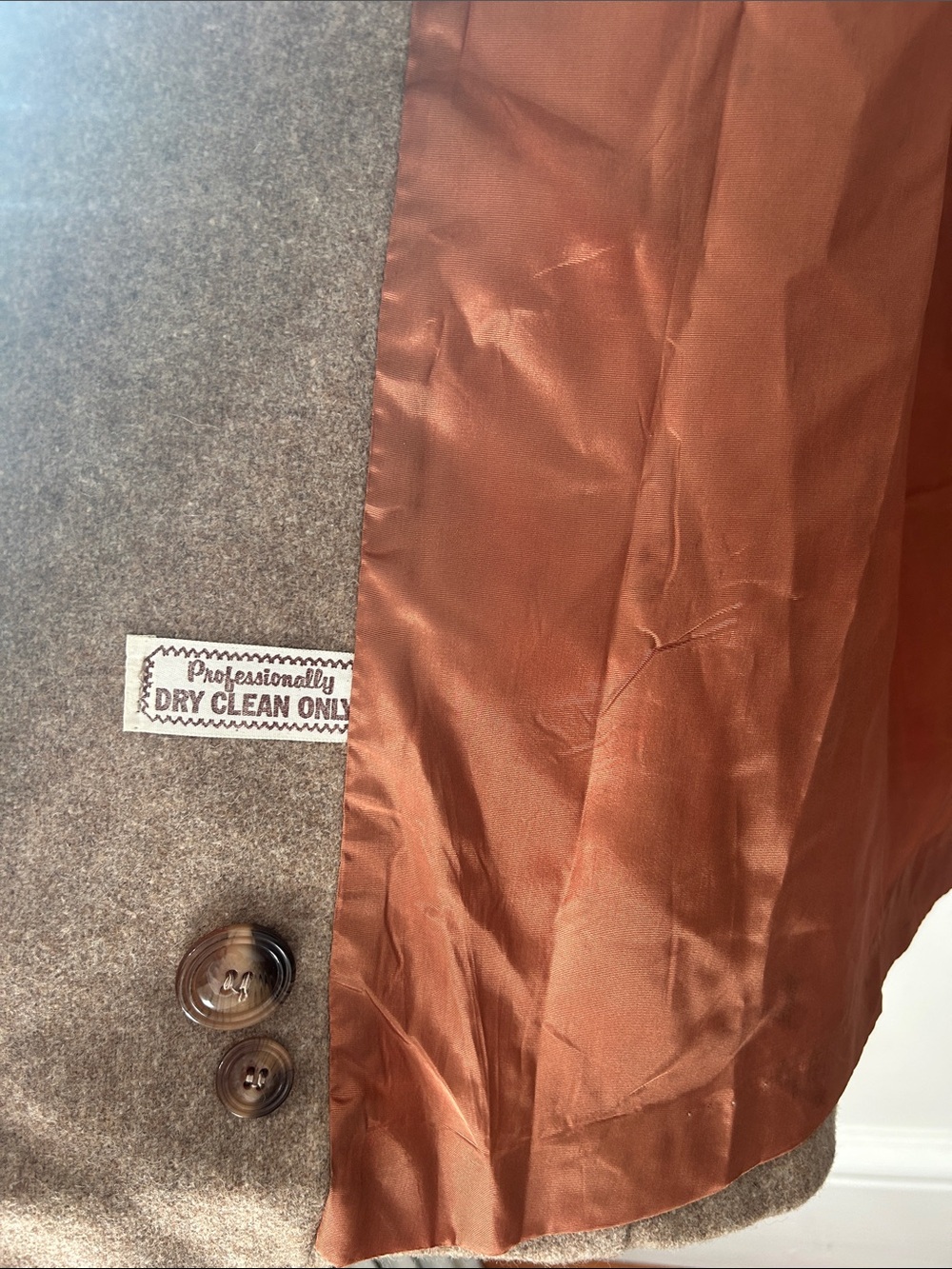 Vintage Wool Trench Coat Long Fit & Flare Belted Button Detail & Detachable Hood - Picture 8 of 16